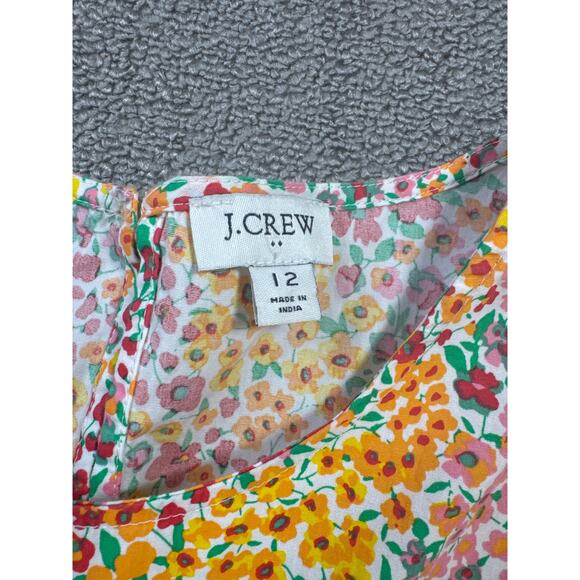 J. Crew Dress Floral Tiered Midi Multi Color Sleeveless 100% Cotton Size 12 - Picture 6 of 9